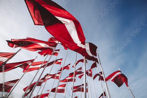 Fotografía red and white Latvian flags