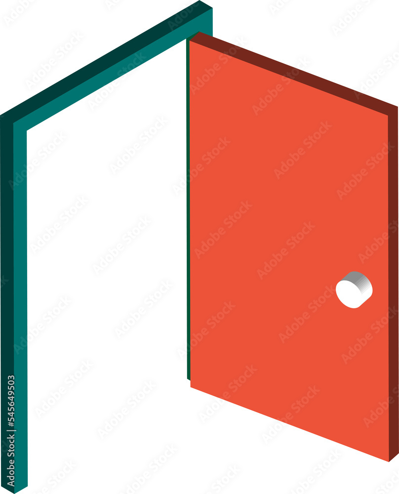 open door illustration in 3D isometric style open door illustration in 3D isometric style