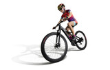 Athlete cyclists in silhouettes on transparent background. Mountain bike cyclist. 