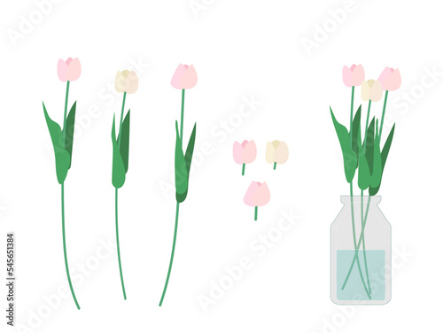 Set of Flowers color hand drawn illustration vector art in a vase for decoration. Isolated.