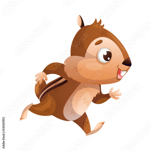 Funny Chipmunk Character with Cute Snout Running Vector Illustration