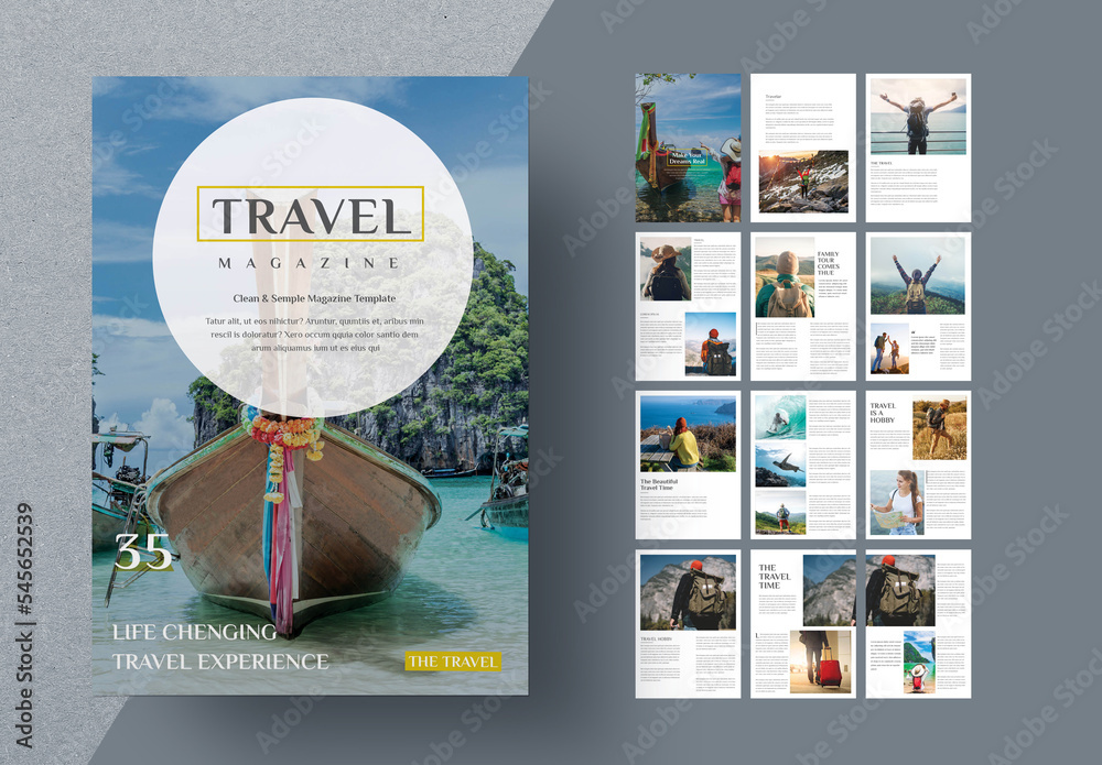 Travel Magazine Layout Stock Template | Adobe Stock