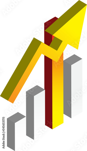 stock chart and growth illustration in 3D isometric style
