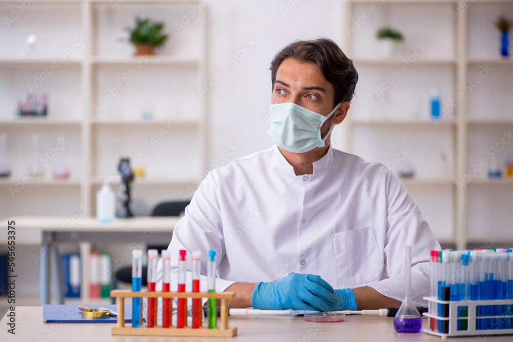Young male chemist working at the lab Young male chemist working at the lab