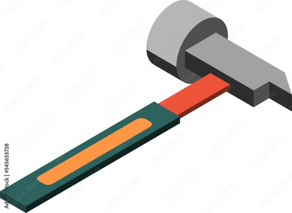 construction hammer illustration in 3D isometric style construction hammer illustration in 3D isometric style
