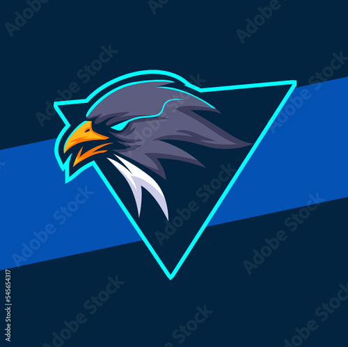 eagle hawk head mascot logo design with aggressive eye pose for sport hunter and gamer design
