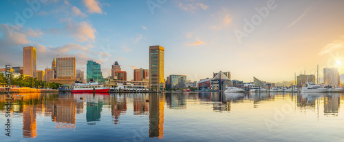 Downtown Baltiimore city skyline cityscape of Maryland