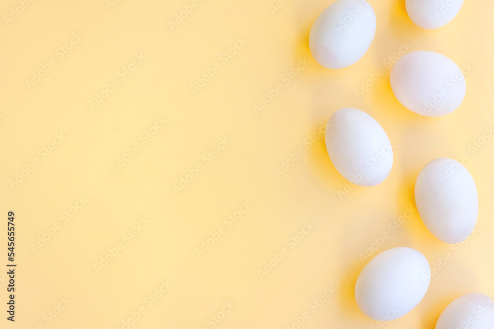 White eggs on yellow background, Duck eggs. White eggs on yellow background, Duck eggs.