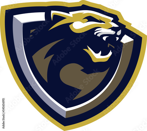 Vector logo Illustration, team mascot, with the image of a Puma inside a shield, fit for different sports and e-sports organizations.