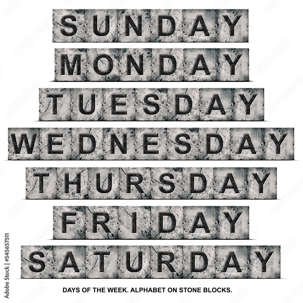 days of the week black and white clipart