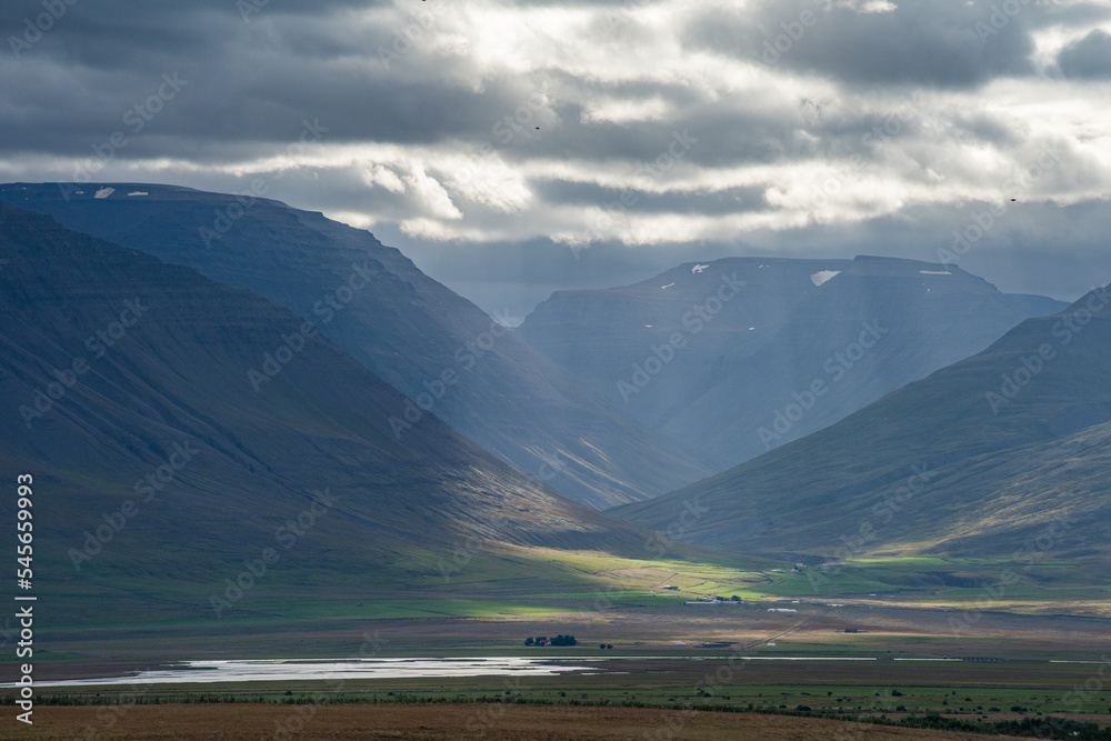 Landscape viewed from the Ring road during summer in northern Iceland 