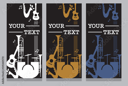 Vector graphics. Template for text. Musical theme. Color options. Heading