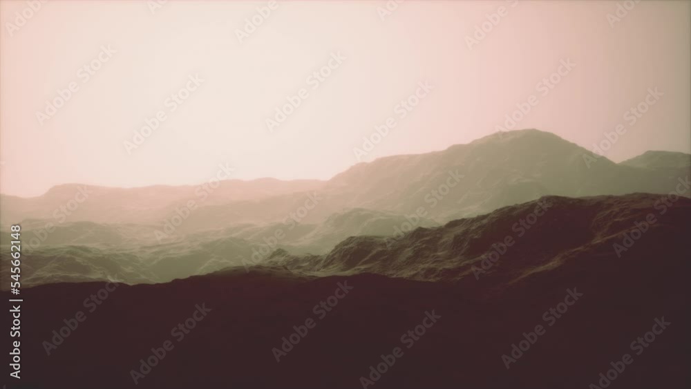Rocks and mountains in deep fog