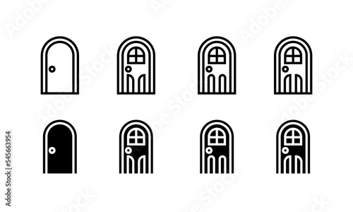 door icon set. black door - stock vector.