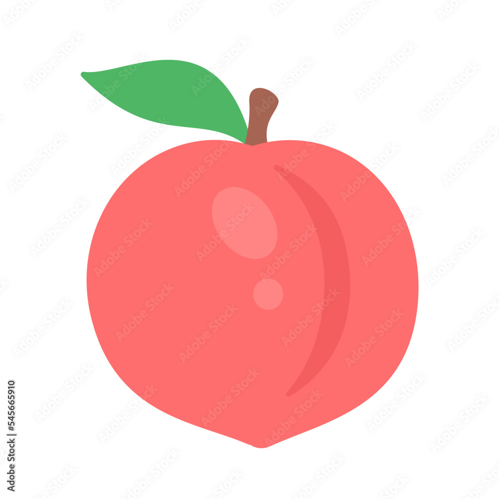 Fototapeta premium Peach vector. pink heart shaped peach healthy sweet fruit