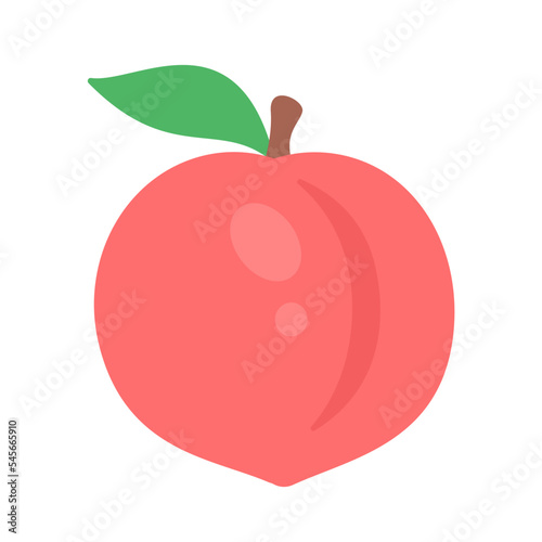 Peach vector. pink heart shaped peach healthy sweet fruit