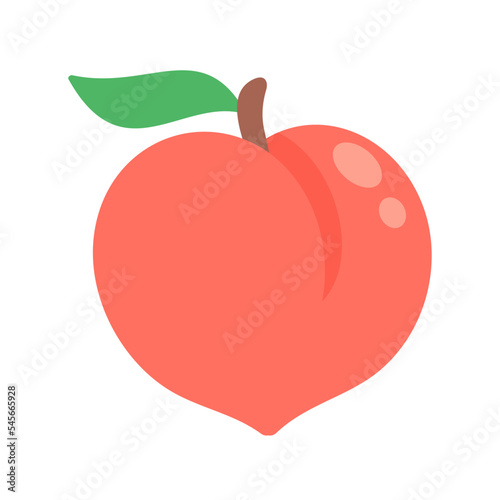 Peach vector. pink heart shaped peach healthy sweet fruit