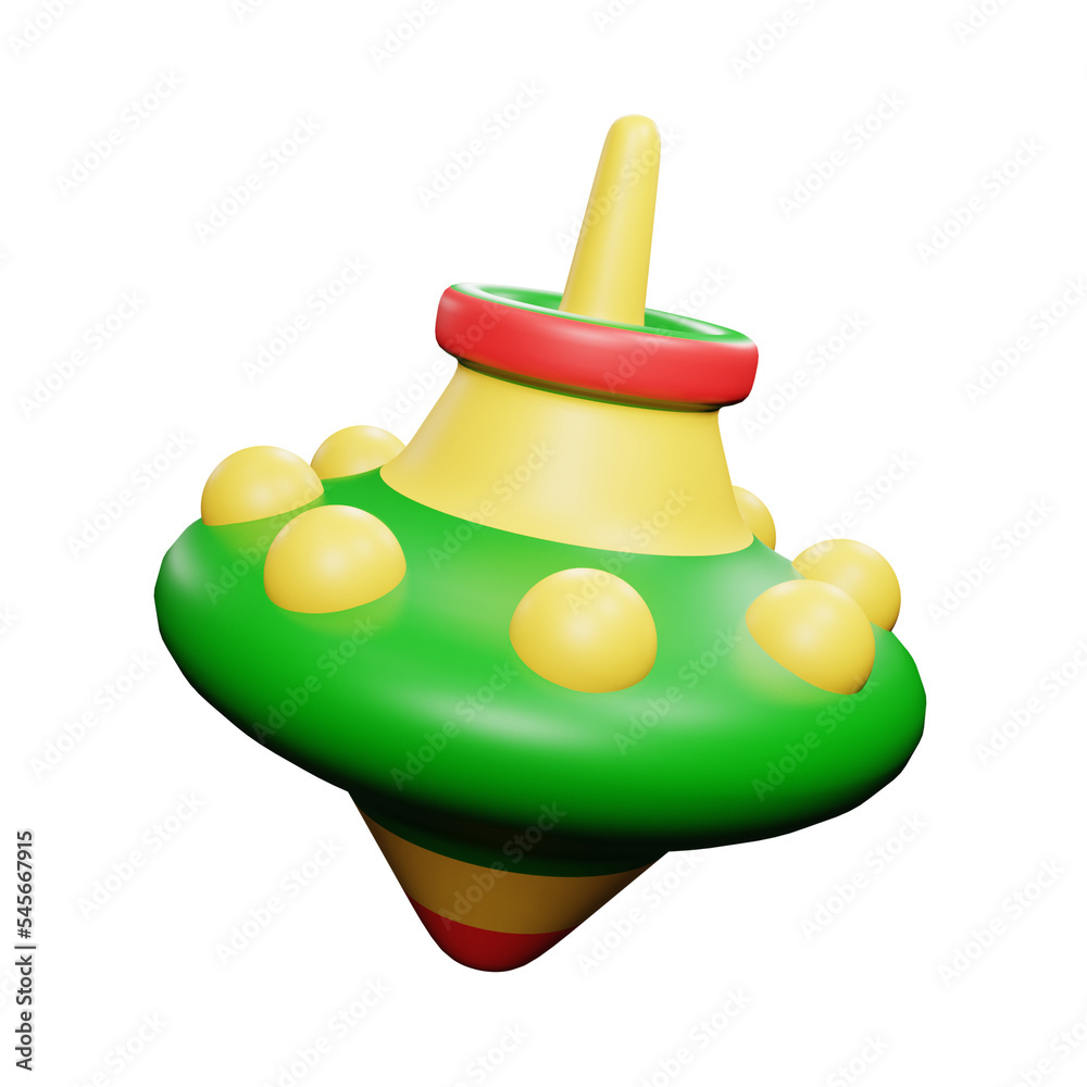 PNG 3d rendering of spinning top for your content asset needs