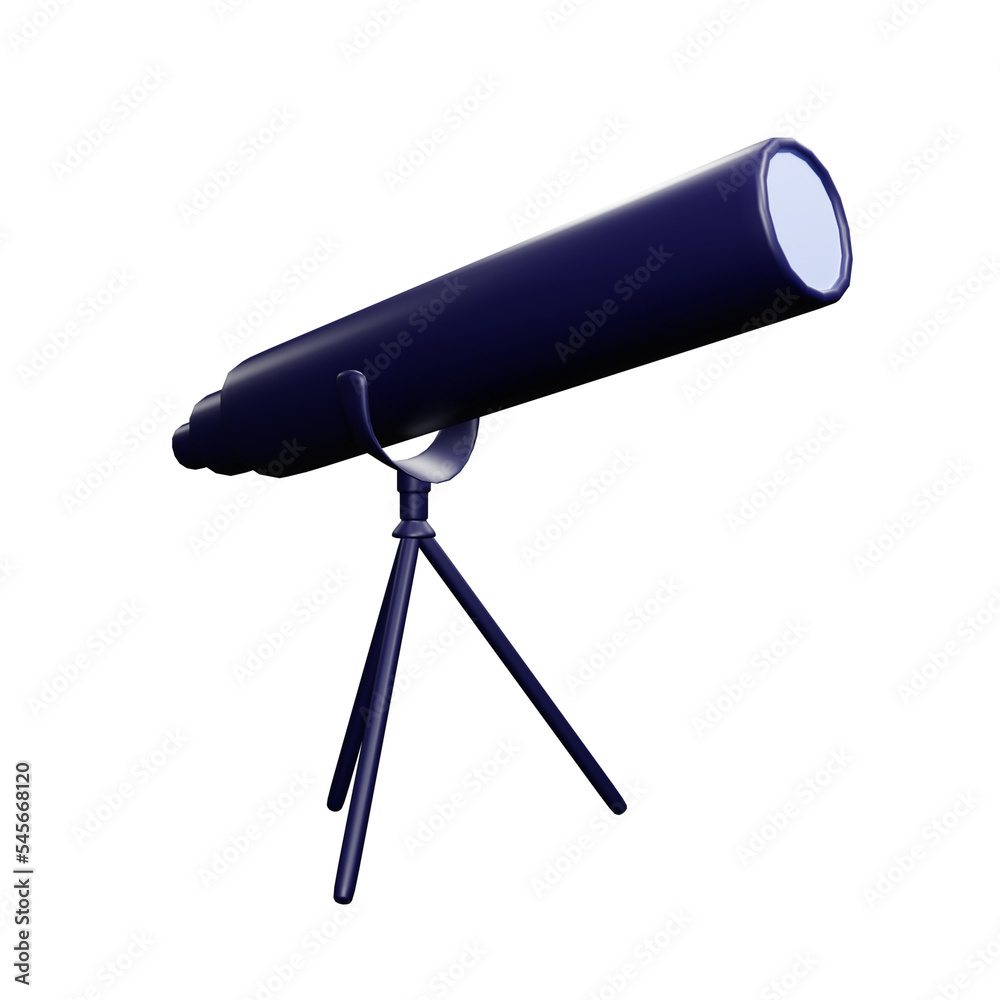 PNG 3d rendering of telescope for your content asset needs