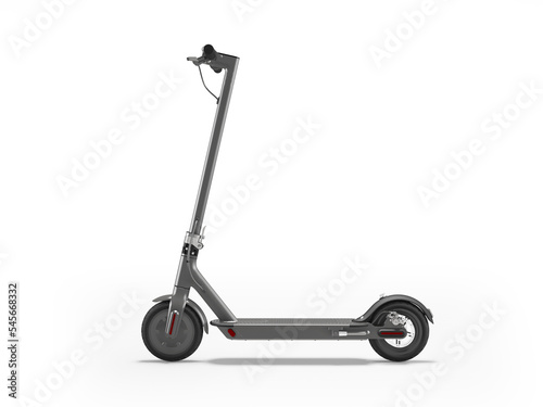 3D illustration of modern electric scooter for walking on white background with shadow