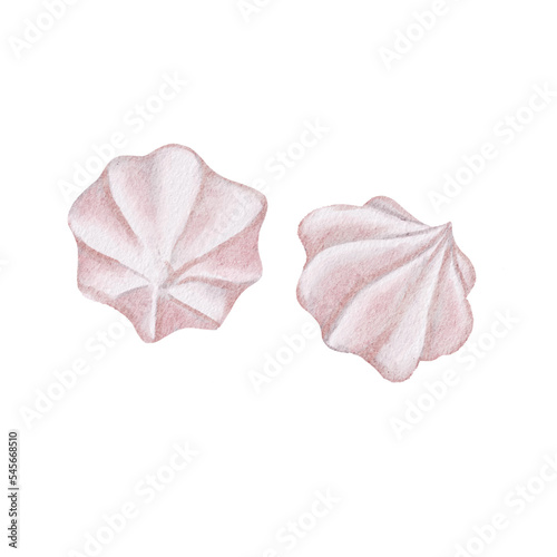 Watercolor pink meringue cookies Transparent background Png Illustration 