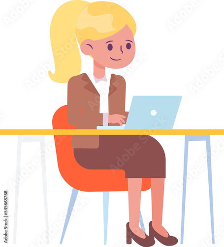 Woman working Laptop illustration