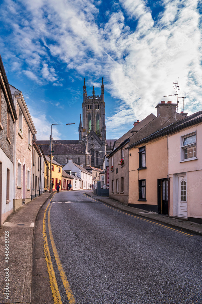 Street in Kilkenny.View to St.Mary's Cathedral