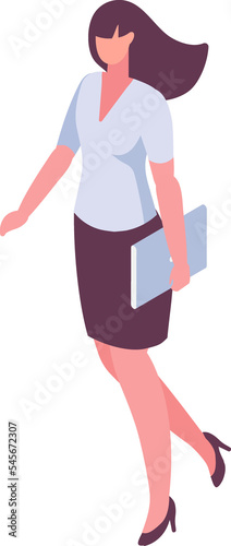 Isometric business woman walking