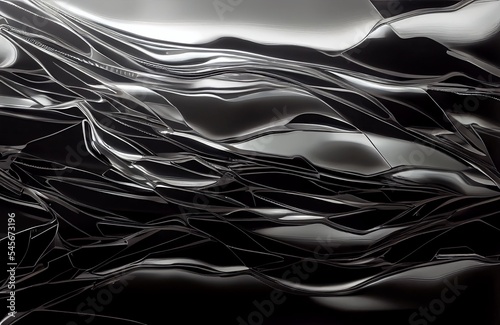 Black glossy futuristic abstract background, glass effect, ceramic. photo