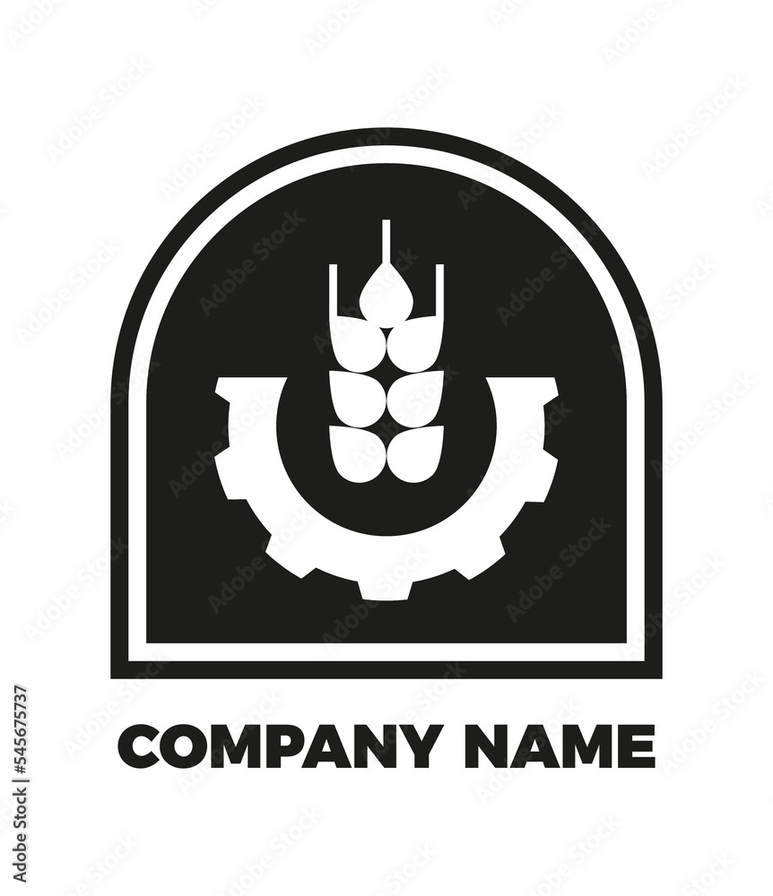 Agro farm emblem, label, signboard. Design template for your eco company, bio products, or farm products store. Vector silhouette icon.