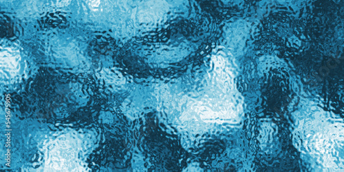 Transparent glass window with drops of water.Frosted glass texture.Blue glass texture background.Light matte surface. Frosted plastic. Vector illustration background.><