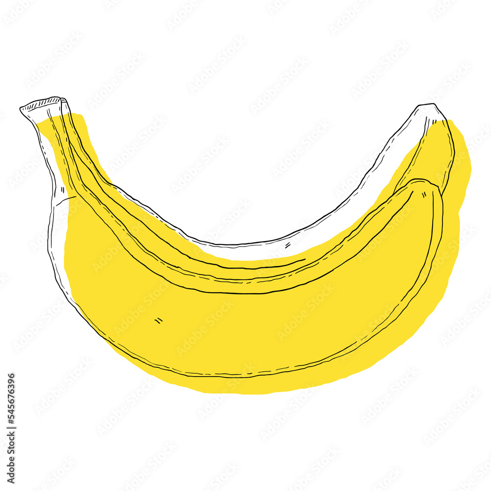 two whole Banana set. Abstract modern set of banana icons, whole, For web, print, product design, banana logo. Doodle, line, contour. Vector hand-drawn flat illustration