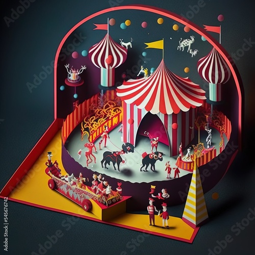 Circus tent, paper cut craft, pop up circus, entertainment, amusement park art