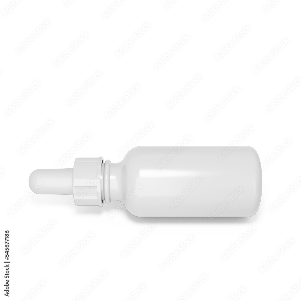 Blank white plastic cosmetic dropper bottle with transparent background. 3d render. Blank white plastic cosmetic dropper bottle with transparent background. 3d render.