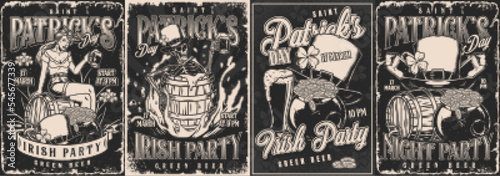 Patrick day set posters monochrome