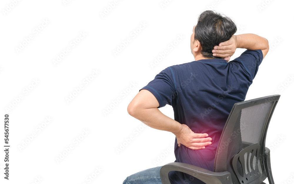 Middle aged man suffering from backache isolated on white background, Middle aged man suffering from backache isolated on white background,