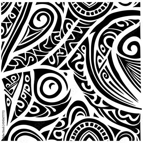 Polynesian ethnic black and white seamless pattern tattoo seamless ornament vector graphic design