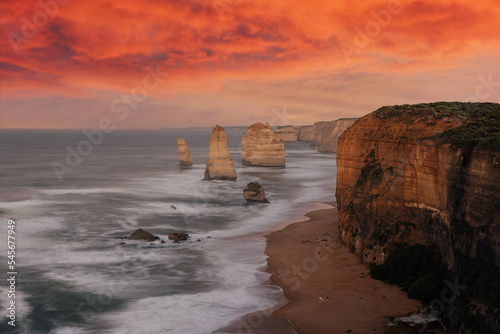 Twelve Apostles rock formation in Victoria, Australia. 