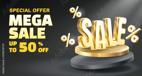 Mega sale special offer, Stage podium percent, interest of the discount. Vector
