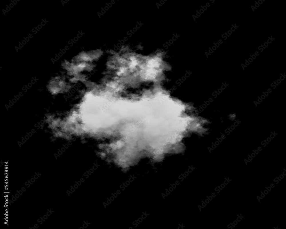 Obraz premium Cloud isolated on black background. White cloudiness, mist or smog, smoke background.
