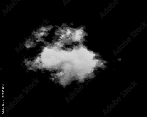 Cloud isolated on black background. White cloudiness, mist or smog, smoke background.