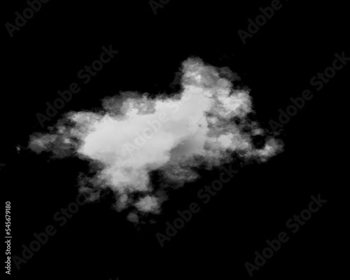 Cloud isolated on black background. White cloudiness, mist or smog, smoke background.