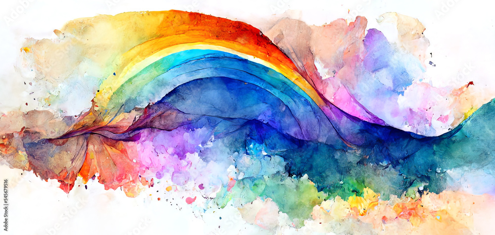 Abstract rainbow color illustration. Abstract watercolor rainbow background. Watercolor raindow texture.