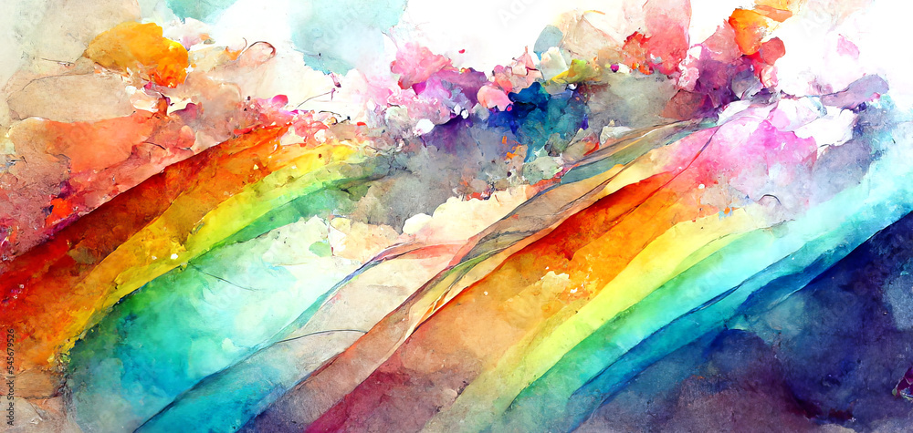 Abstract rainbow color illustration. Abstract watercolor rainbow background. Watercolor raindow texture.