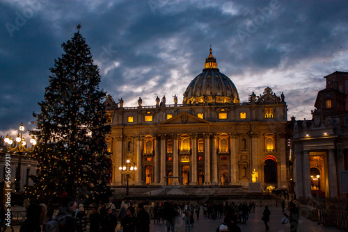 Christmas tree at St. Peter's Basilica, Vatican, Rome, Italy