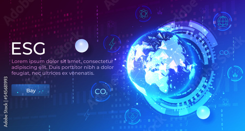 Ecological social and management concept. Development by the company of a strategy for the conservation of nature and the solution of environmental problems. Save the earth, ecology, esg.