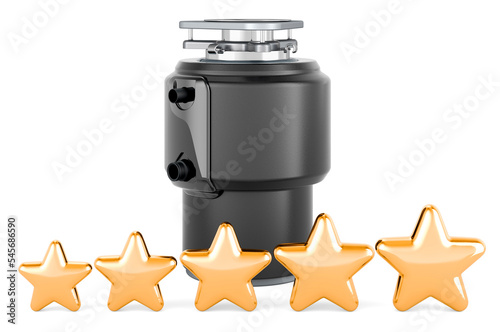 Waste disposal unit with five golden stars. 3D rendering photo