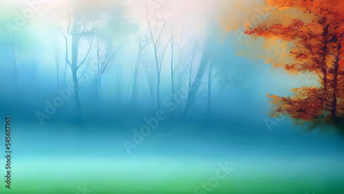 watercolor painting of landscape image for Autumn season, autumn colors with generative AI.