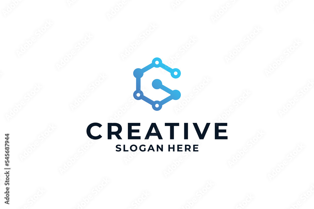 letter G logo design with dot, connection and digital concept. letter G logo design with dot, connection and digital concept.