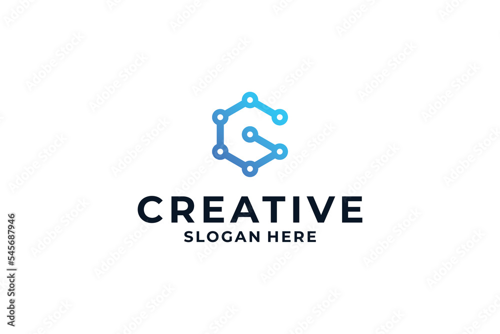 letter G logo design with dot, connection and digital concept. letter G logo design with dot, connection and digital concept.